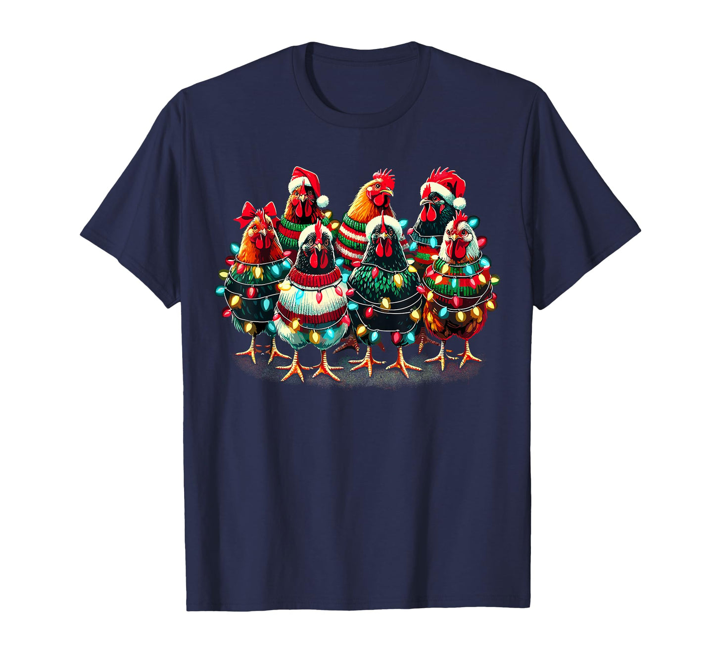 Chicken Christmas Lights Farm Animal Cute Xmas T-Shirt