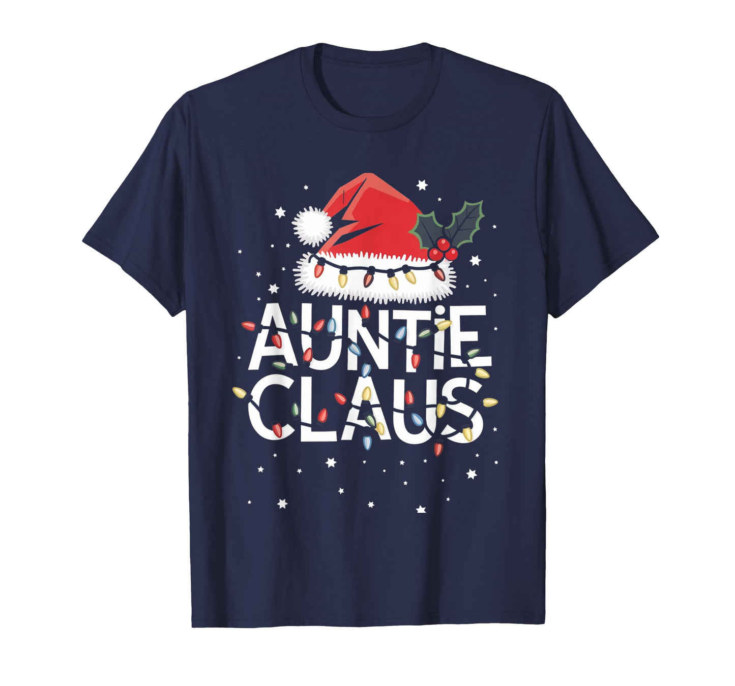 Auntie Claus Christmas Lights Pajama Family Matching Gifts T-Shirt