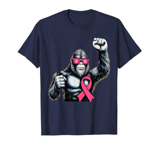Bigfoot Pink Ribbon Breast Cancer Awareness Month Women Men T-Shirt