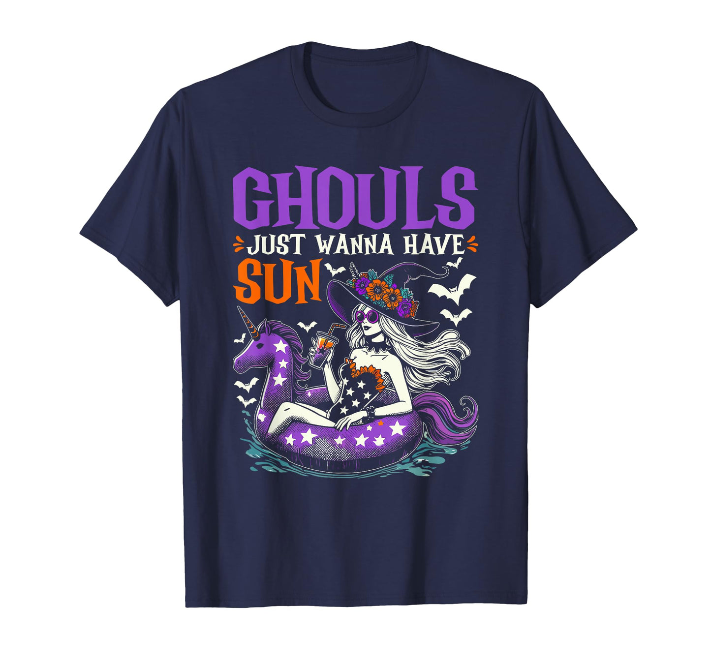 Summerween Summer Halloween Unicorn Float Witch Ghoul T-Shirt