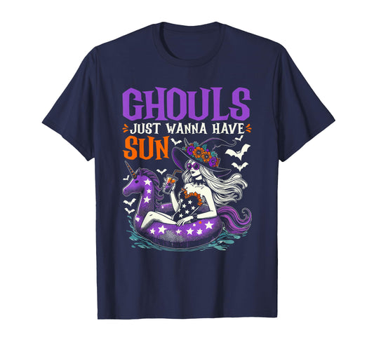 Summerween Summer Halloween Unicorn Float Witch Ghoul T-Shirt