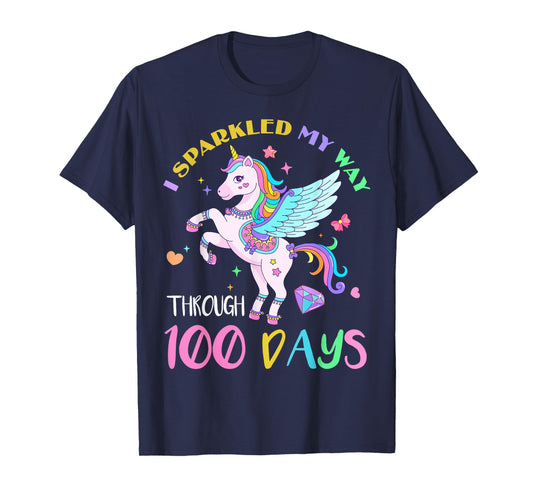 I Sparkled My Way Through 100 Days Of School Unicorn Lovers T-Shirt