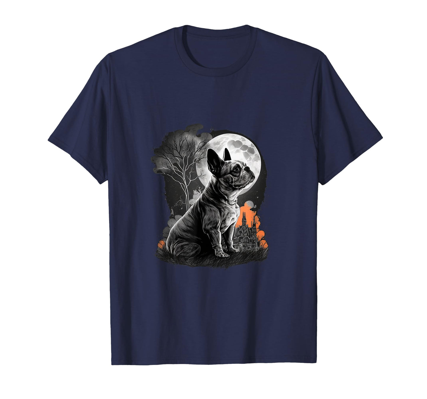 French Bulldog Halloween Costume | Scary Pumpkin Witch Ghost T-Shirt for Men Women