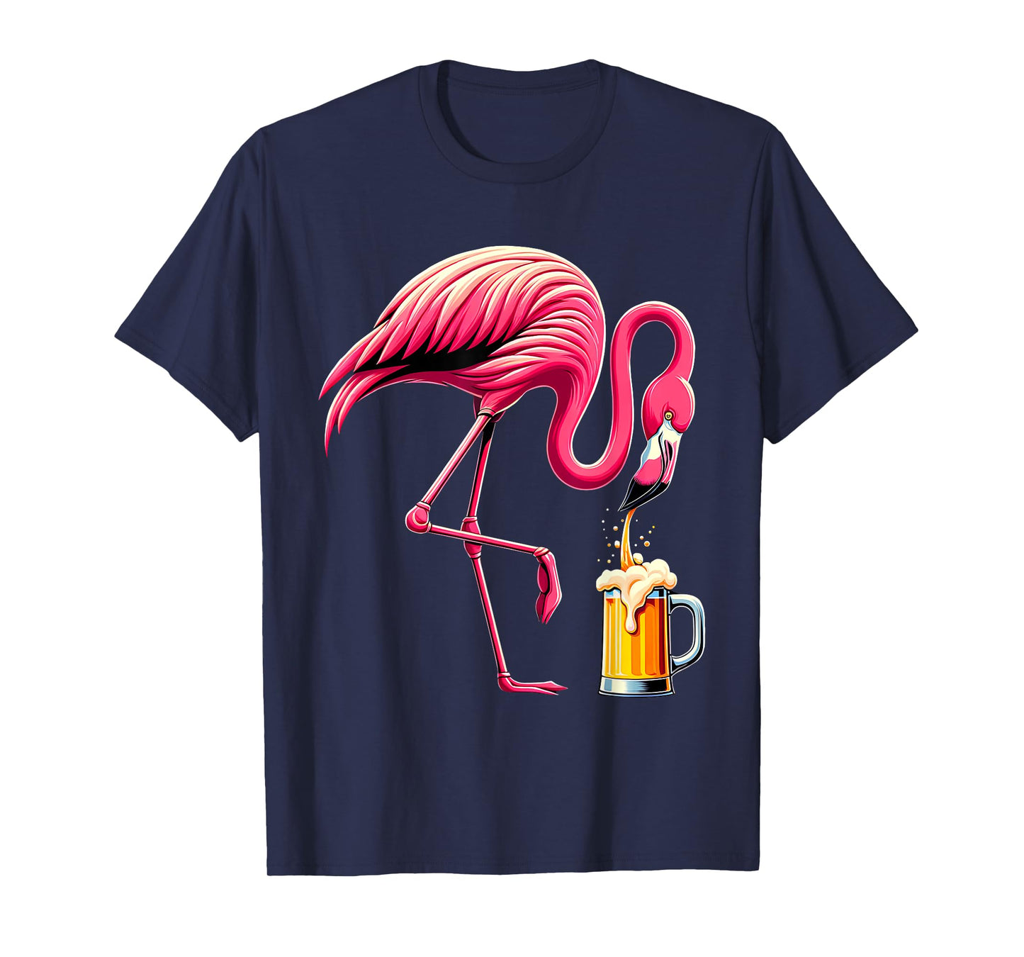 Funny Flamingo Drinking Beer Party Flamingo Lover Womens T-Shirt
