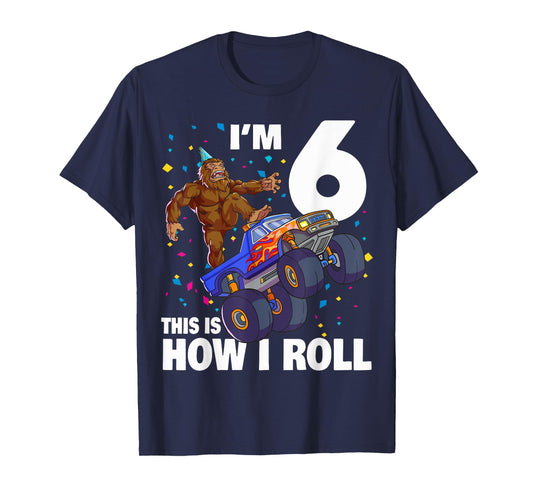 I'm 6 Bigfoot Sasquatch Monster Truck Kids 6th Birthday Boy T-Shirt