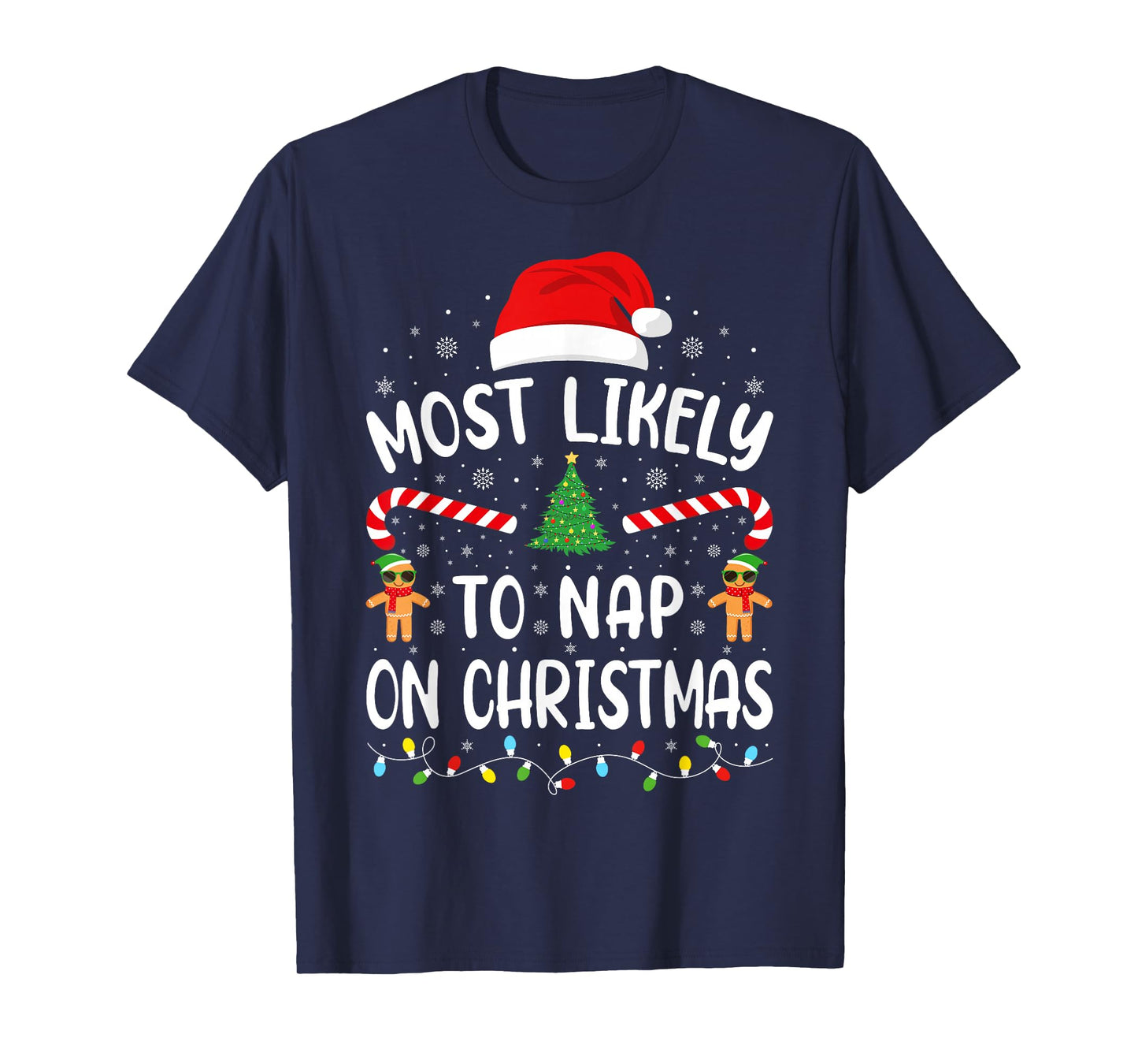Most Likely to Nap On Christmas Family Matching Xmas Tree T-Shirt