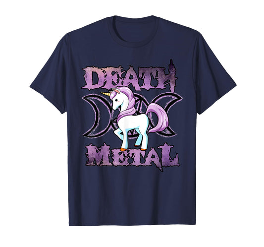 Vintage Death Metal Cute Unicorn Rainbow Distressed T-Shirt