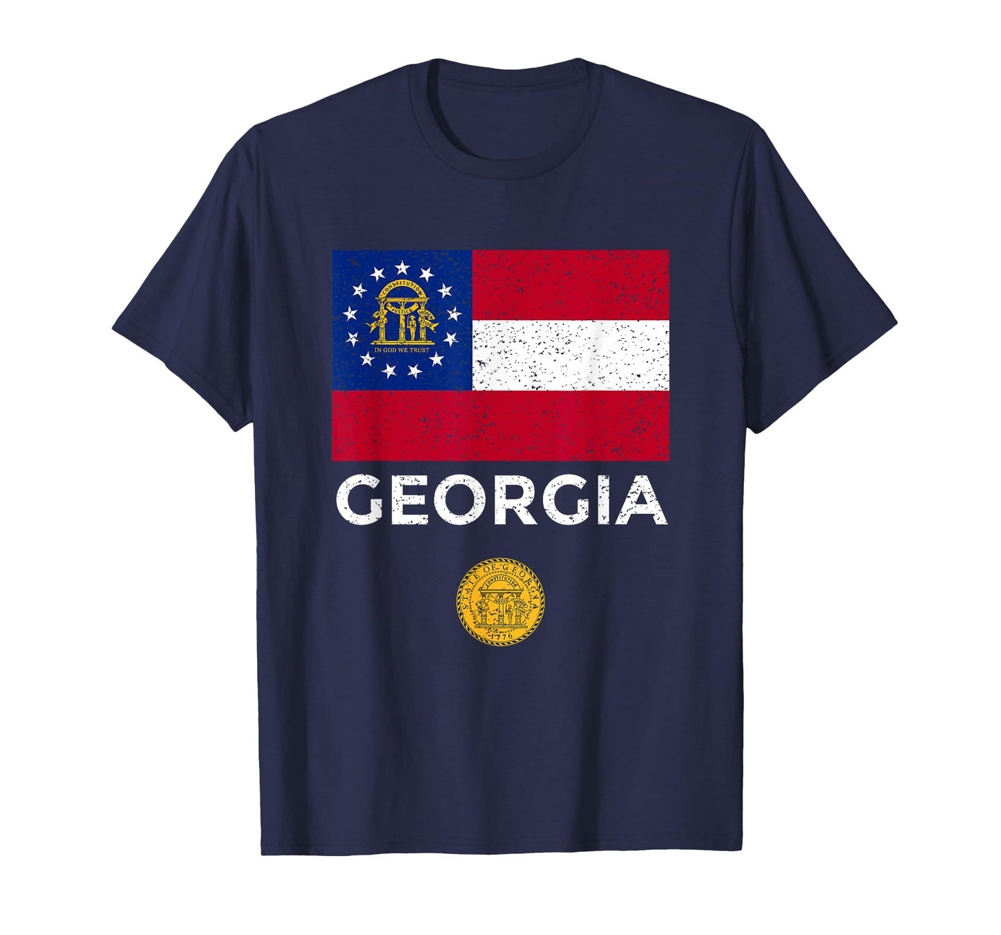 Georgia State Flag T-Shirt with Seal - Vintage Distressed T-Shirt