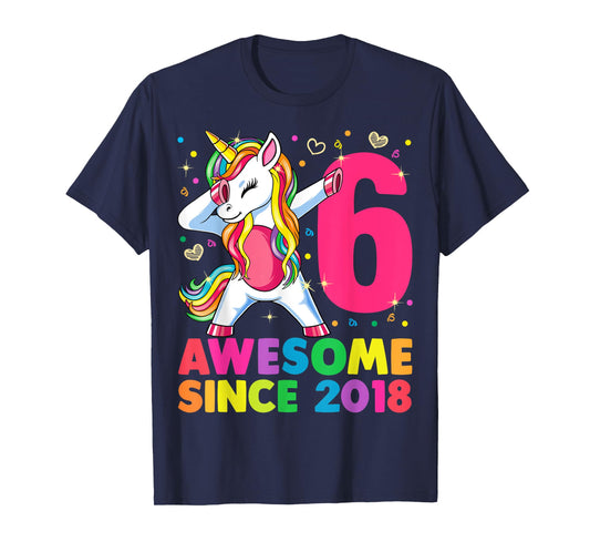 6 Years Old Unicorn Dabbing 6th Birthday Girl Unicorn Party T-Shirt