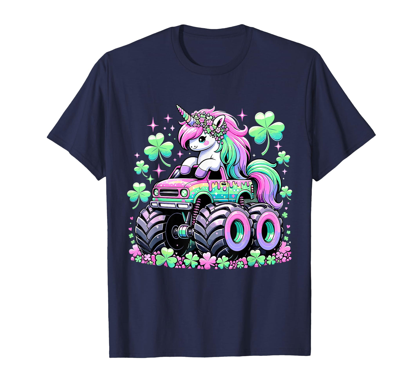 St Patricks Day Girl Monster Truck Unicorn St Patricks Day T-Shirt