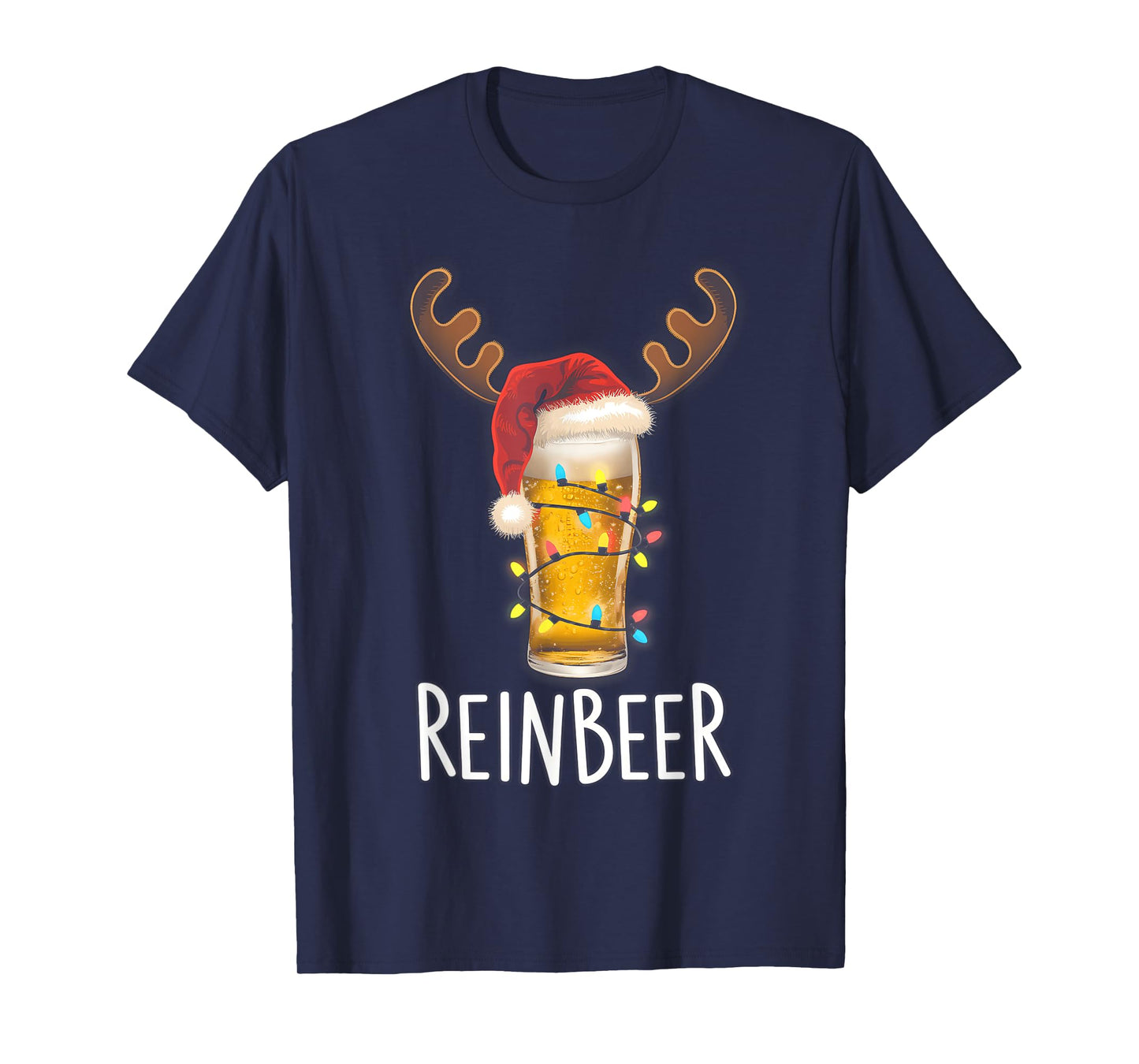 Winedeer Reinbeer Santa Hat Reindeer Couple Xmas Matching T-Shirt
