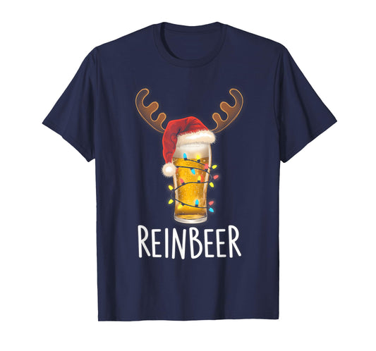 Winedeer Reinbeer Santa Hat Reindeer Couple Xmas Matching T-Shirt