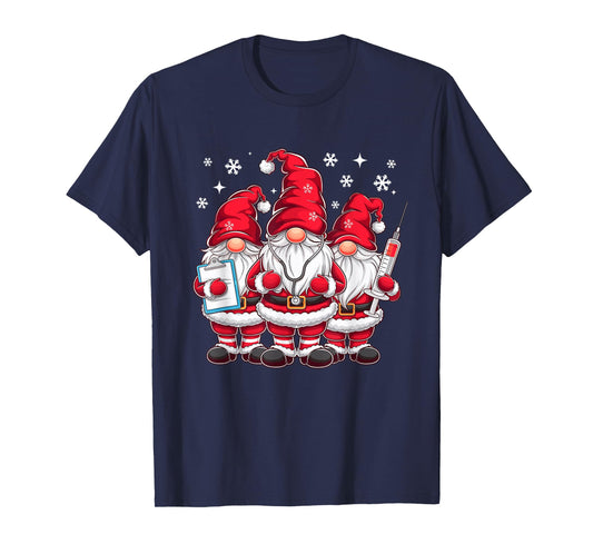 Cute Nursing Christmas Gnomes Xmas Medical Scrub Top Nurse T-Shirt