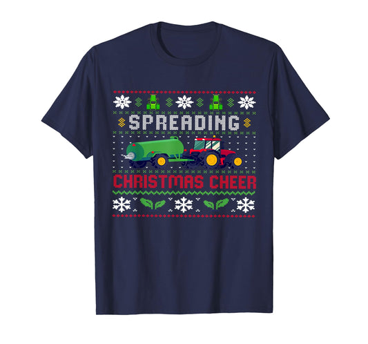 Spreading Christmas Cheer, Ugly Christmas, Xmas Farm Tractor T-Shirt