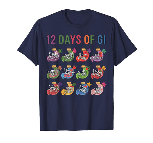 Funny Christmas Gastroenterologist Gastro Crew 12 Days Of GI T-Shirt