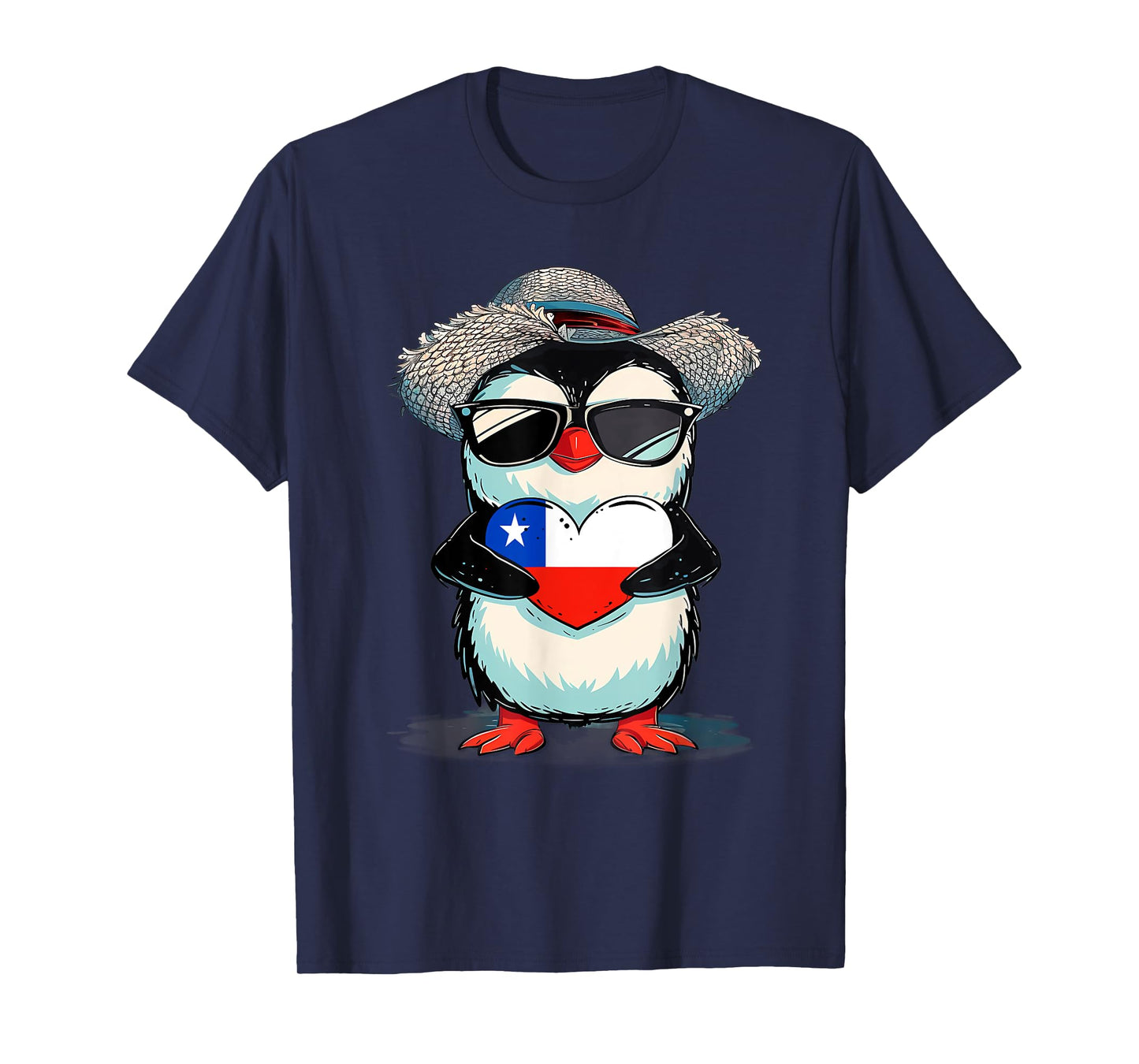 Chilean Flag Heart Penguin Chilean Pride Chilean Roots Chile T-Shirt