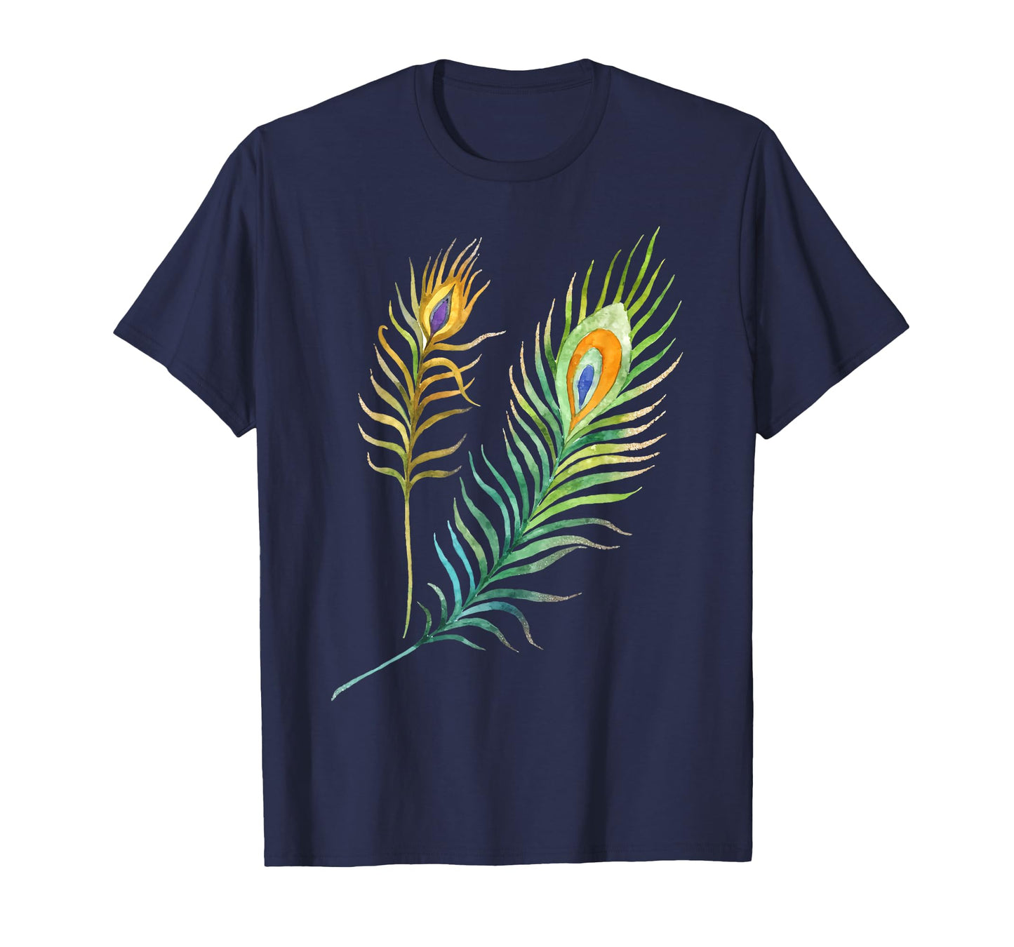 Peacock Feathers Indian Peafowl Bird Lover Watercolor Funny T-Shirt