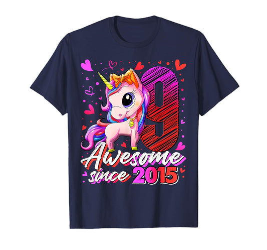 9 Years Old Flossing Unicorn Gifts 9th Birthday Girl Party T-Shirt