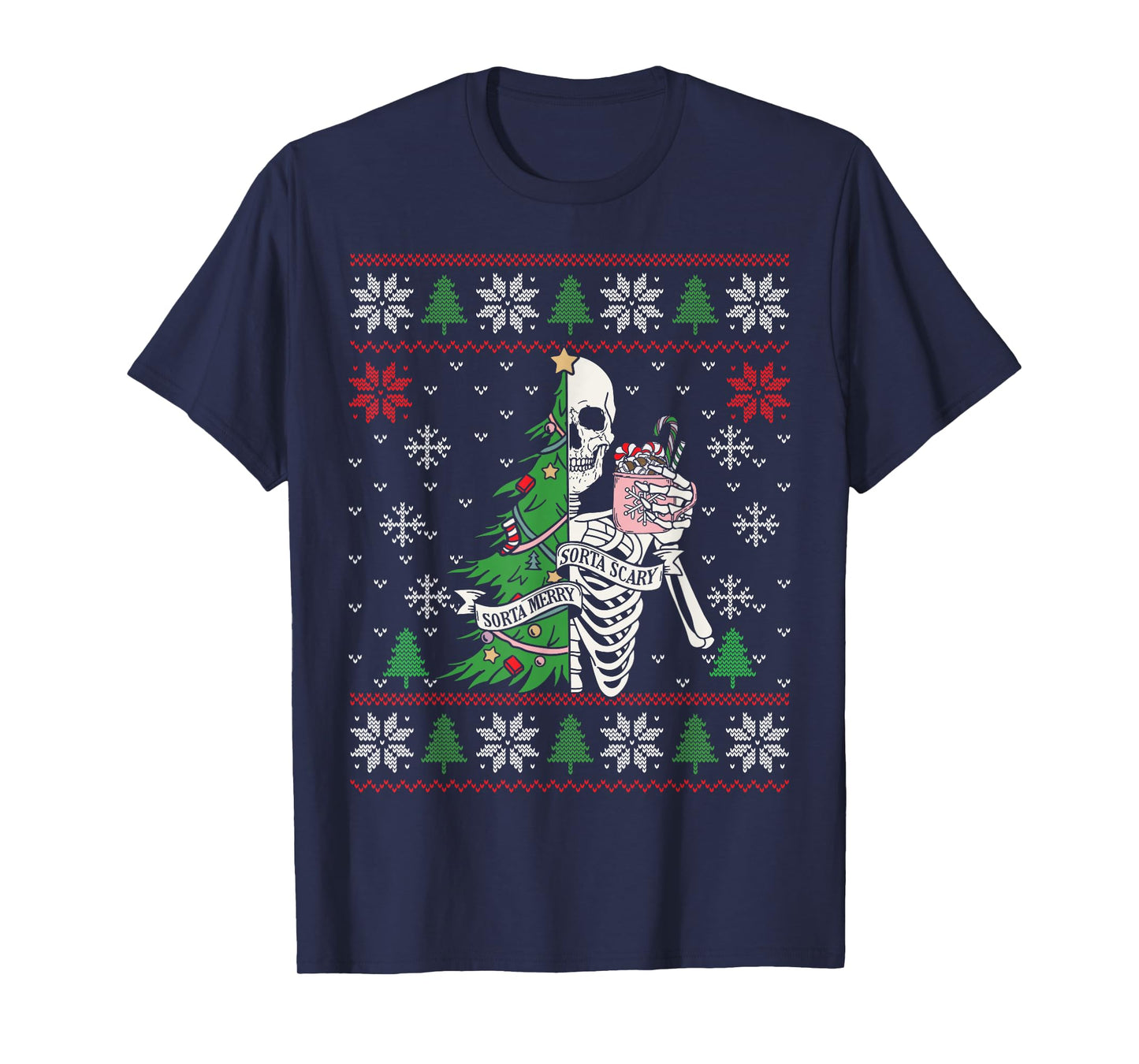 Christmas Vibes Xmas Skeleton Sorta Merry Sorta Scary Gothic T-Shirt