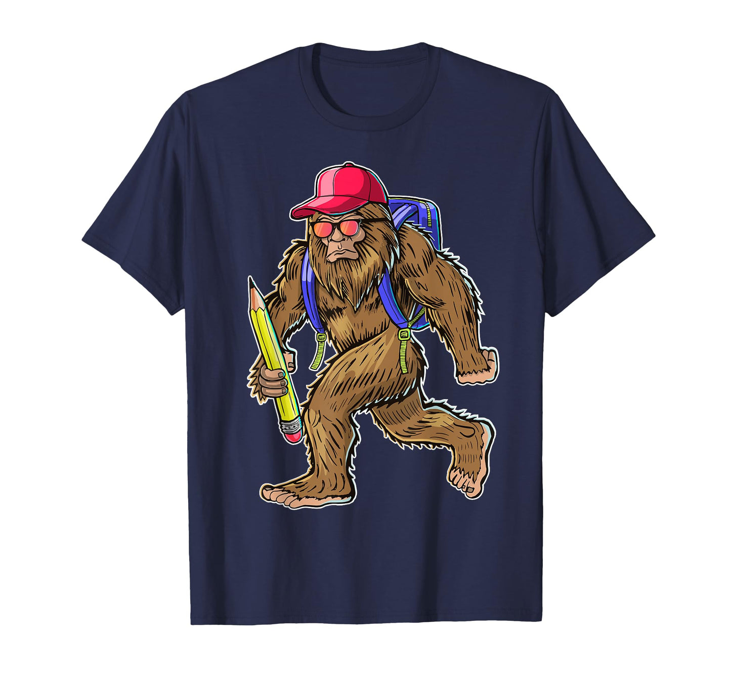 Funny Bigfoot Back to School Kid Bigfoot Backpack Boys T-Shirt