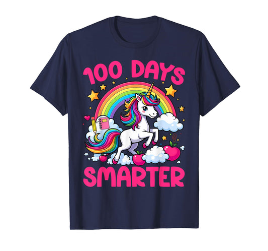 100 Days Of School Smarter Unicorn Teacher Girls 100th Days T-Shirt