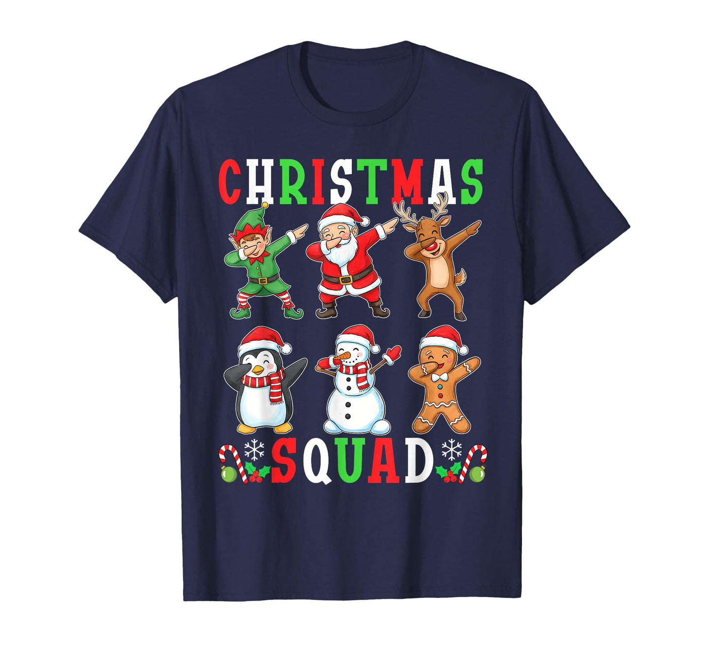 Christmas Squad Funny Matching Santa Reindeer Snowman Dab T-Shirt