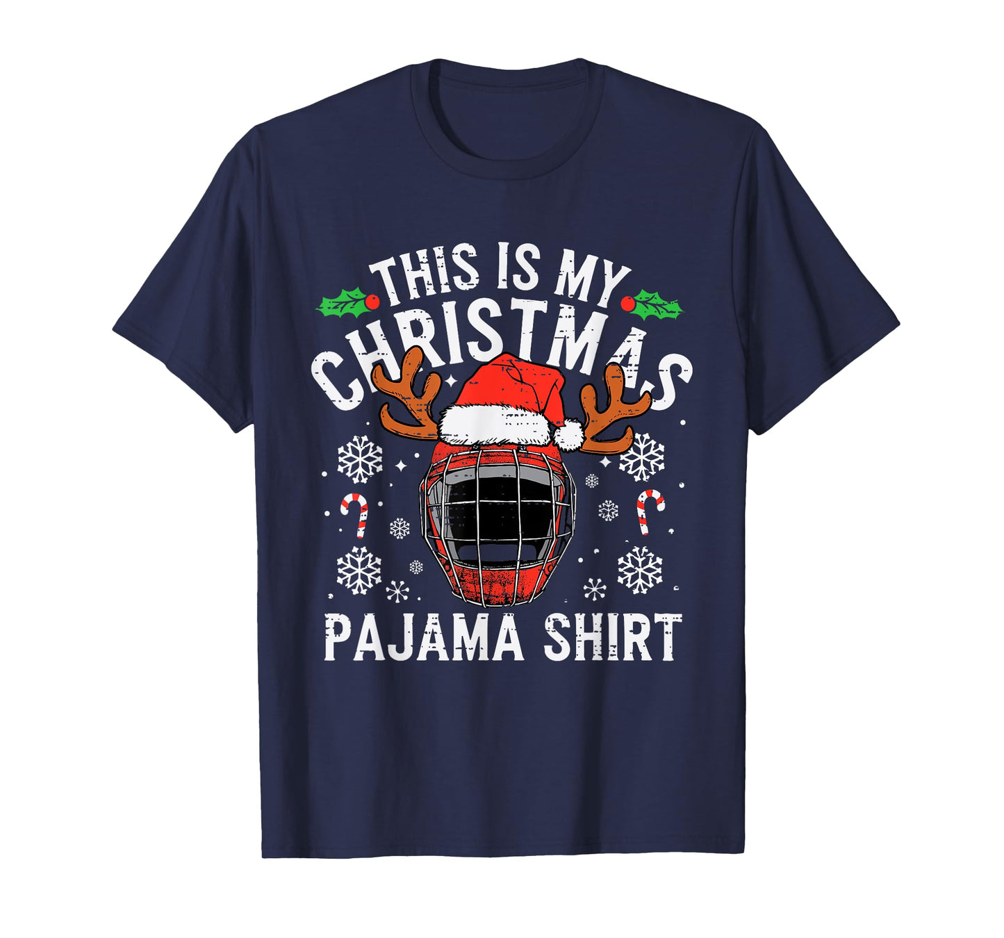 This Is My Hockey Christmas Pajama Shirt Sport Men Boys Kids T-Shirt