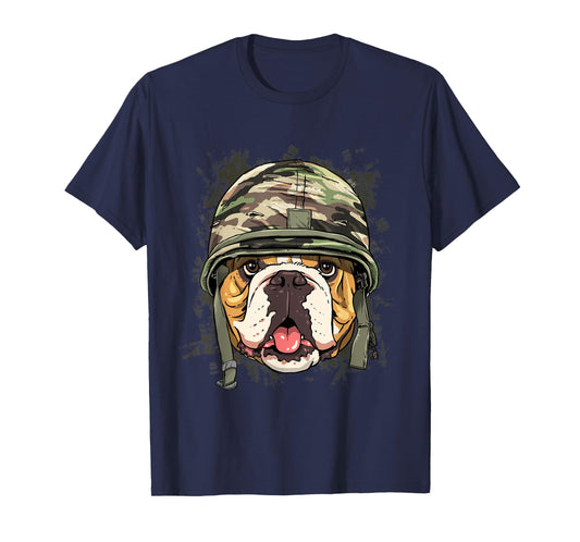 American Bulldog Soldier Veteran Dog - Army Dog Lover T-Shirt