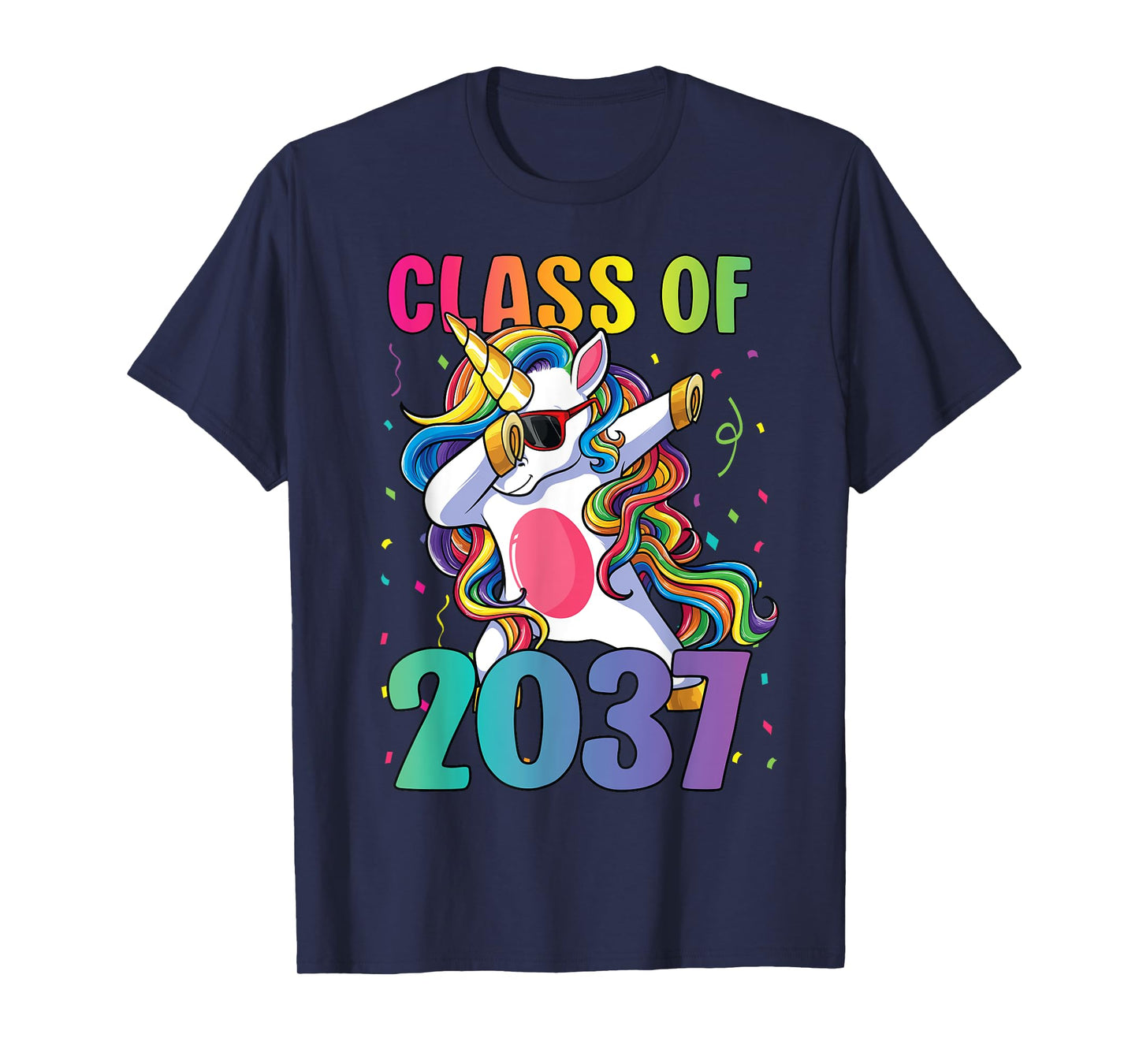 Class of 2037 Shirt Girls Kids Dabbing Unicorn Grow With Me T-Shirt