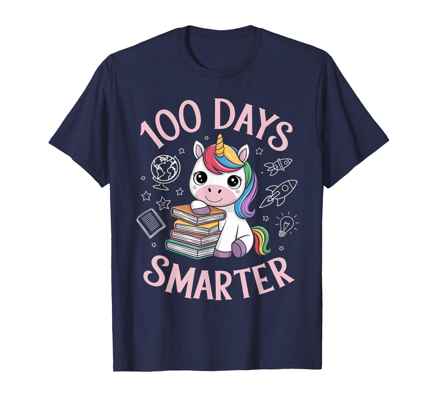100 Days Smarter Happy 100th Day Of School Unicron Girls T-Shirt