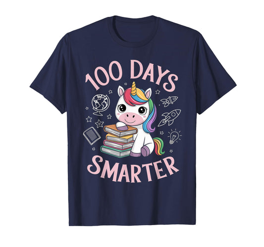 100 Days Smarter Happy 100th Day Of School Unicron Girls T-Shirt