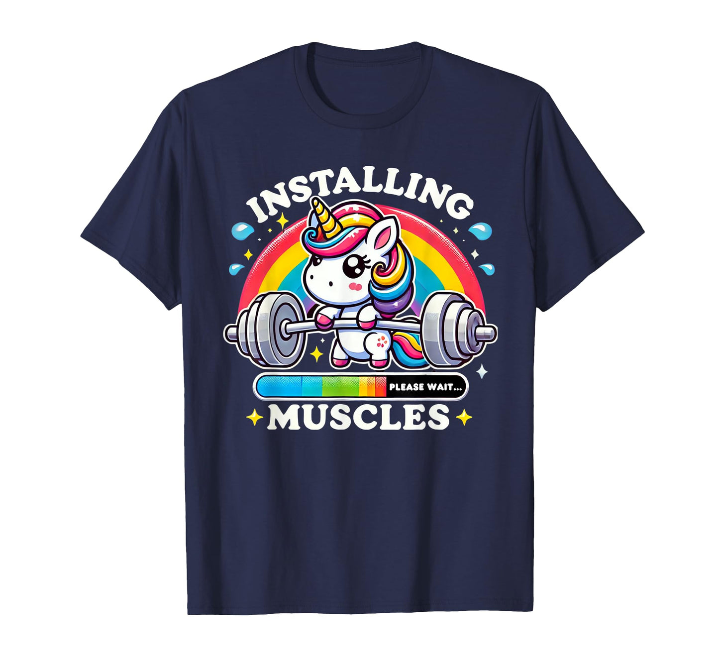 Installing Muscles Unicorn Workout Motivation Funny Gym T-Shirt