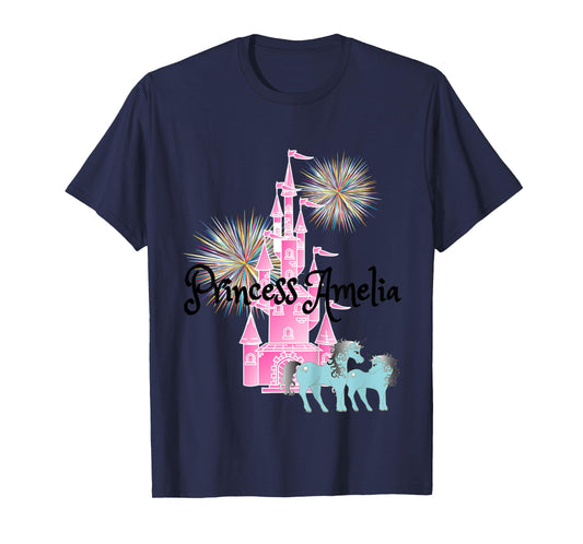 Kids Princess Amelia Name Girls Personalized Custom T-Shirt