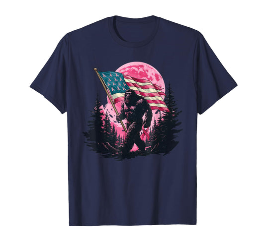 Bigfoot Pink Ribbon Breast Cancer Awareness Support Squad T-Shirt