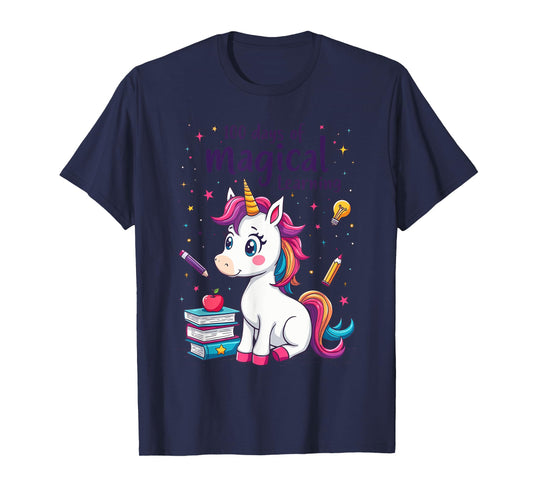 100th Day Kindergarten Kids Girls Unicorn 100 Days Of School T-Shirt