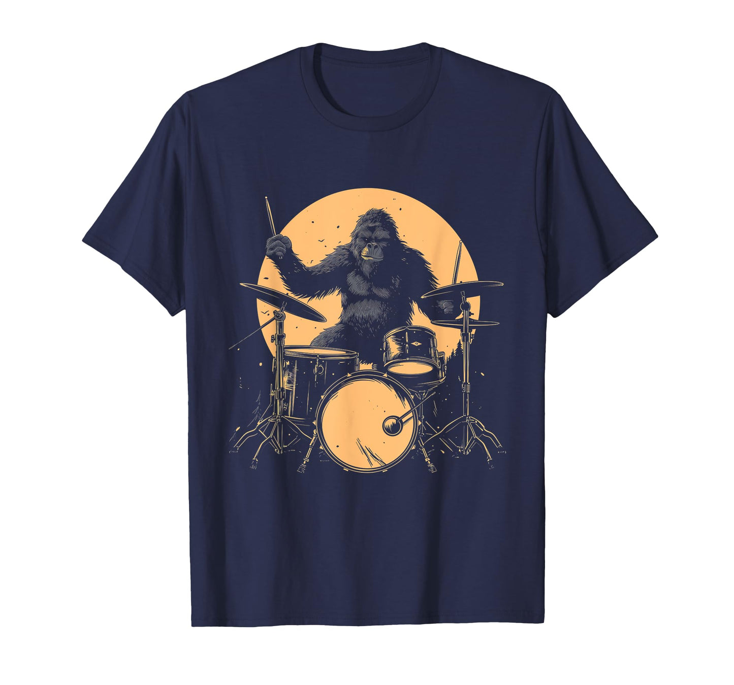 Drummer Bigfoot Playing Drums Funny Sasquatch Drumming T-Shirt