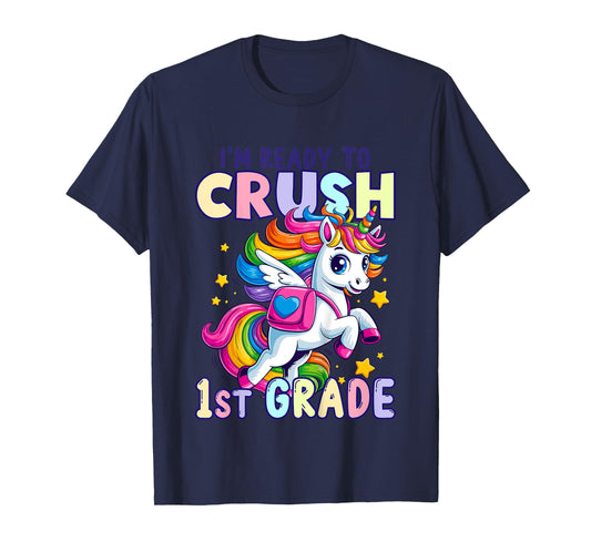 Crush First 1st Grade Unicorn Girls Kids Back To School T-Shirt