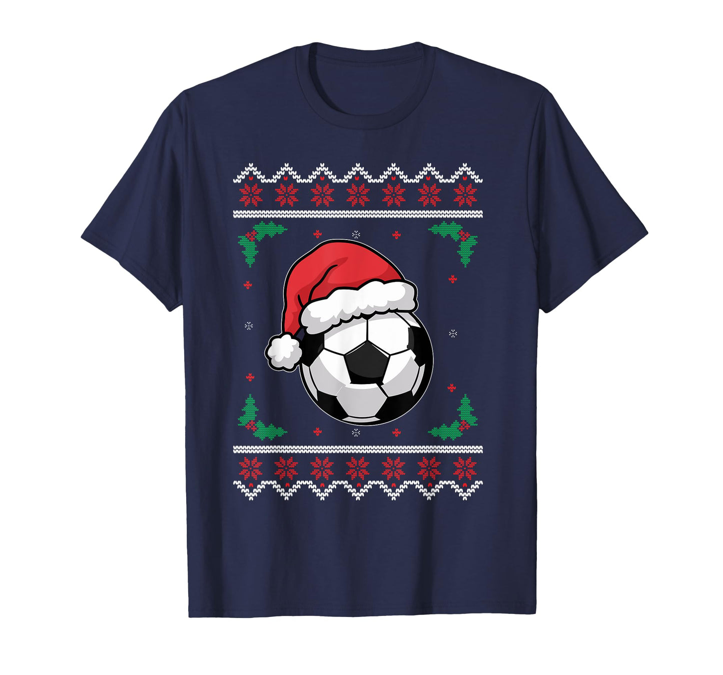 Christmas Santa Football Xmas Ugly Soccer Boys Kid Youth T-Shirt