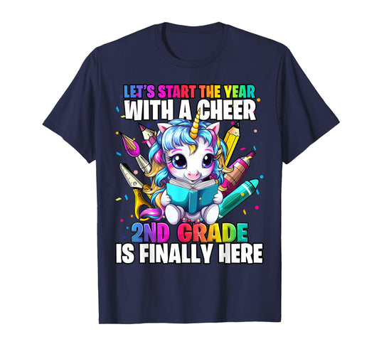 Unicorn 2nd Grade Back to School First Day of School Girls T-Shirt