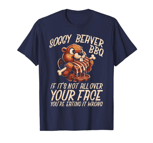 Soggy Beaver Bbq All Over Face Funny Barbecue Joke Men Women T-Shirt