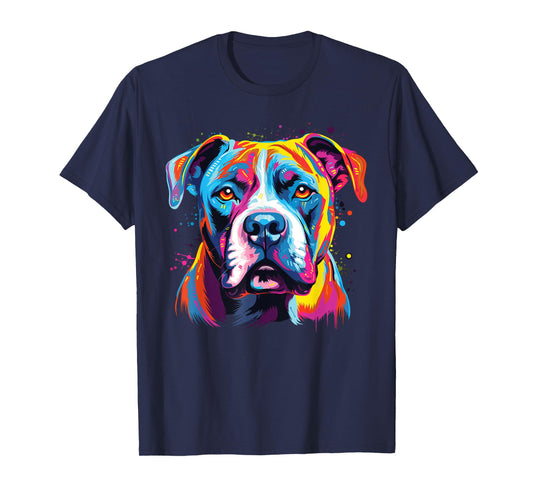 Watercolor Colorful American Bulldog Dog T-Shirt