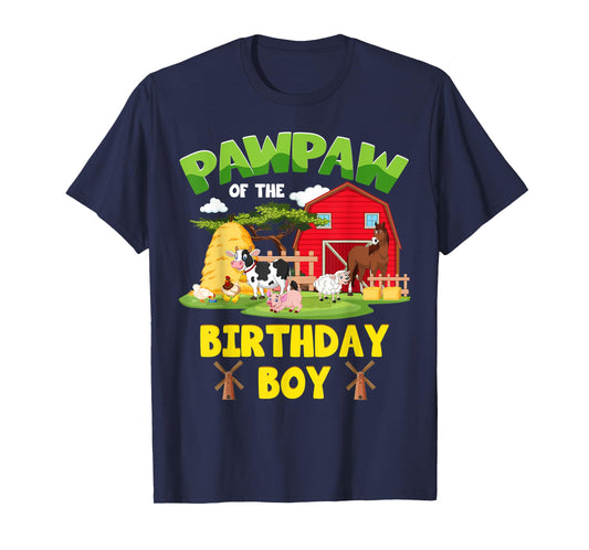 Pawpaw Of The Birthday Boy Farm Animals Barnyard Party T-Shirt