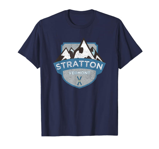 Vintage Stratton, Vermont Illustration / Retro Logo Ski T-Shirt