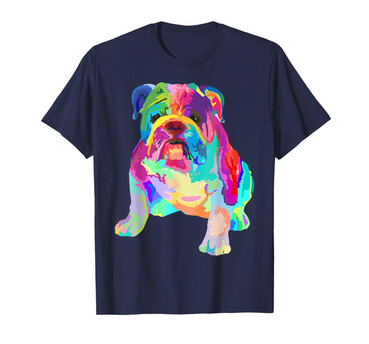 Dog Lover Gifts Womens Colorful Cool English Bulldog Mens T-Shirt