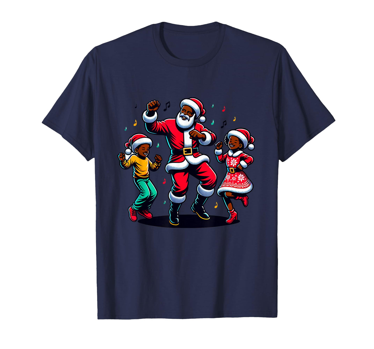 Black Christmas African American Santa Claus Christmas PJ T-Shirt