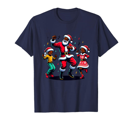 Black Christmas African American Santa Claus Christmas PJ T-Shirt