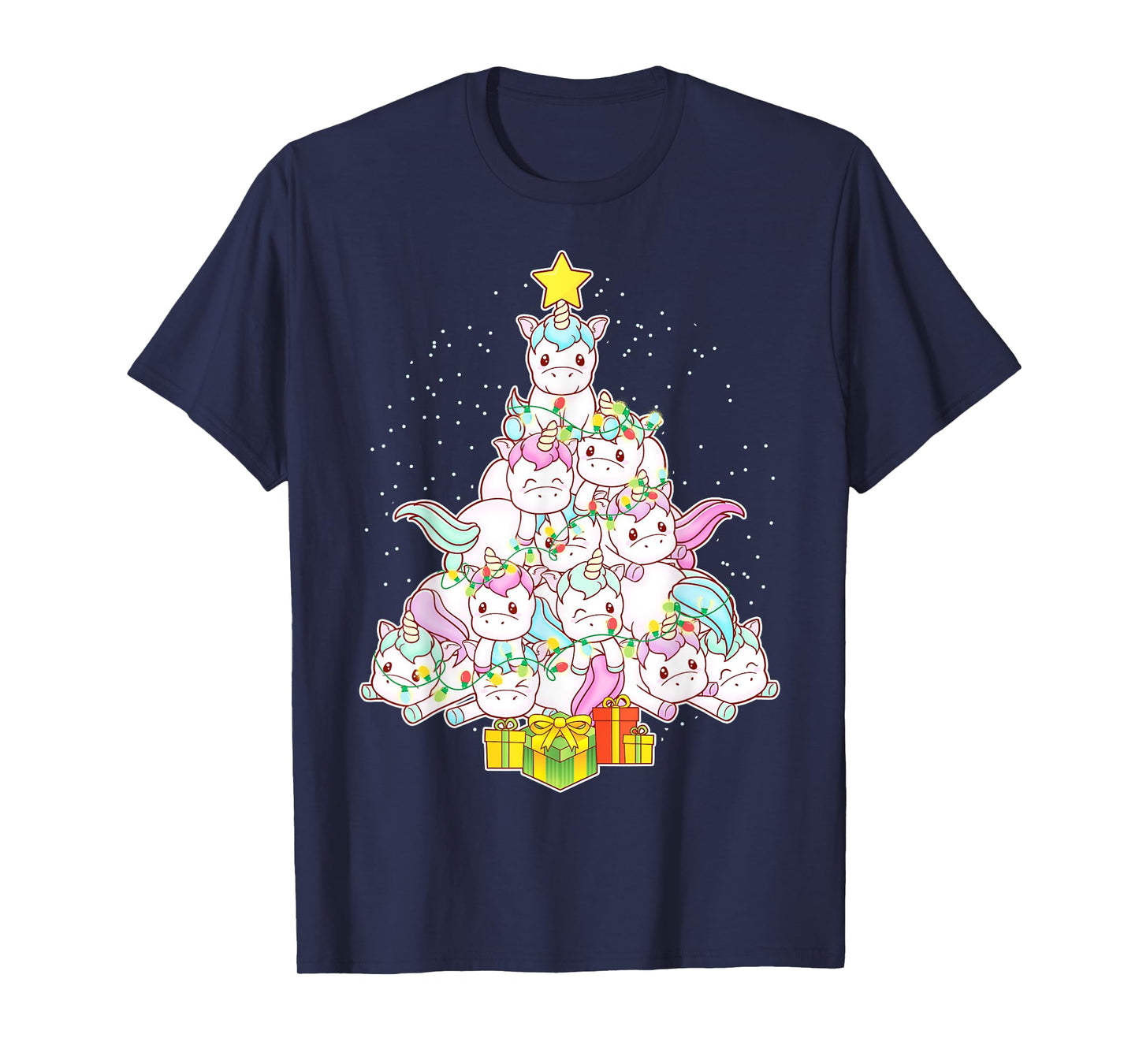 Unicorns Christmas Tree Unicorn Cute Girls Women Mom Kids T-Shirt