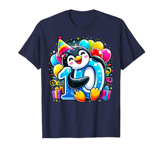 Kids Penguin Theme tenth Bday Party 10th Penguin Birthday T-Shirt