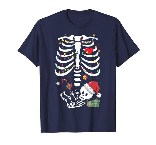 Cute Skeleton Baby Xmas Maternity Mom Pregnancy Christmas T-Shirt