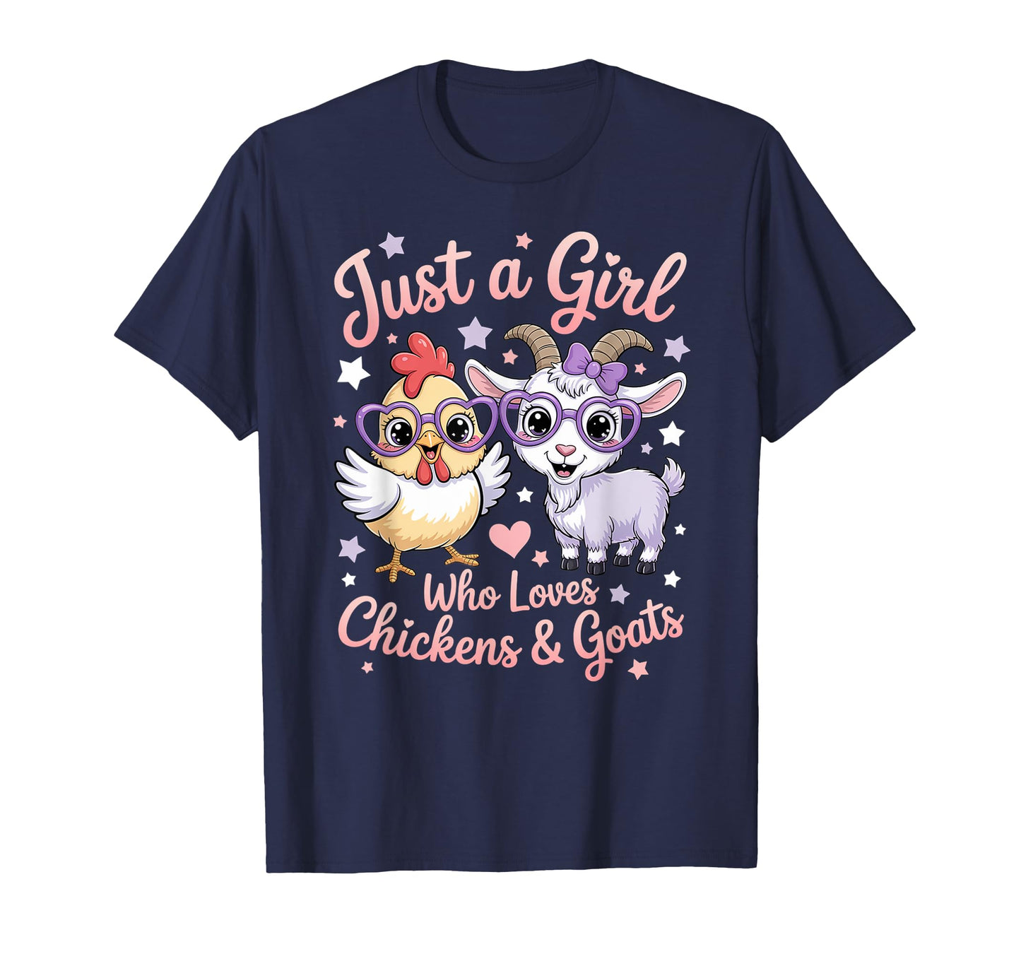 Cute Just A Girl Who Loves Chickens and Goats Farming Farmer T-Shirt